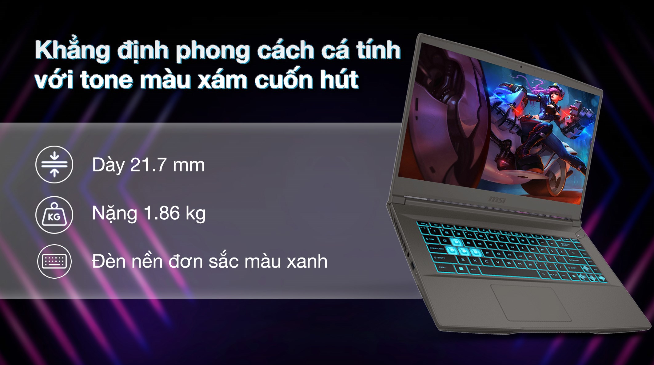 Laptop MSI Gaming Thin 15 B13UC - 1411VN_16GB (i7 13620H, 16GB, 512GB, RTX 3050 4GB, Full HD 144Hz, Win11)