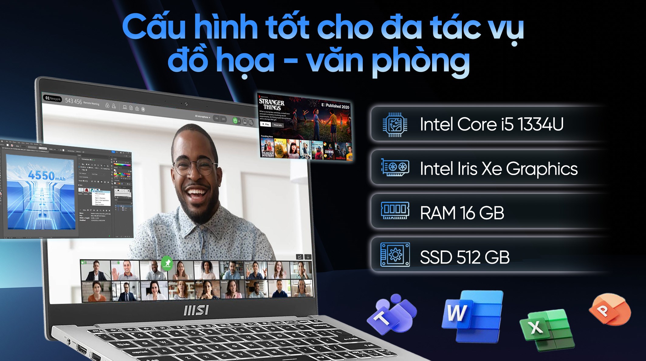 Laptop MSI Modern 14 F13MG - 466VN (i5 1334U, 16GB, 512GB, Full HD, Win11)