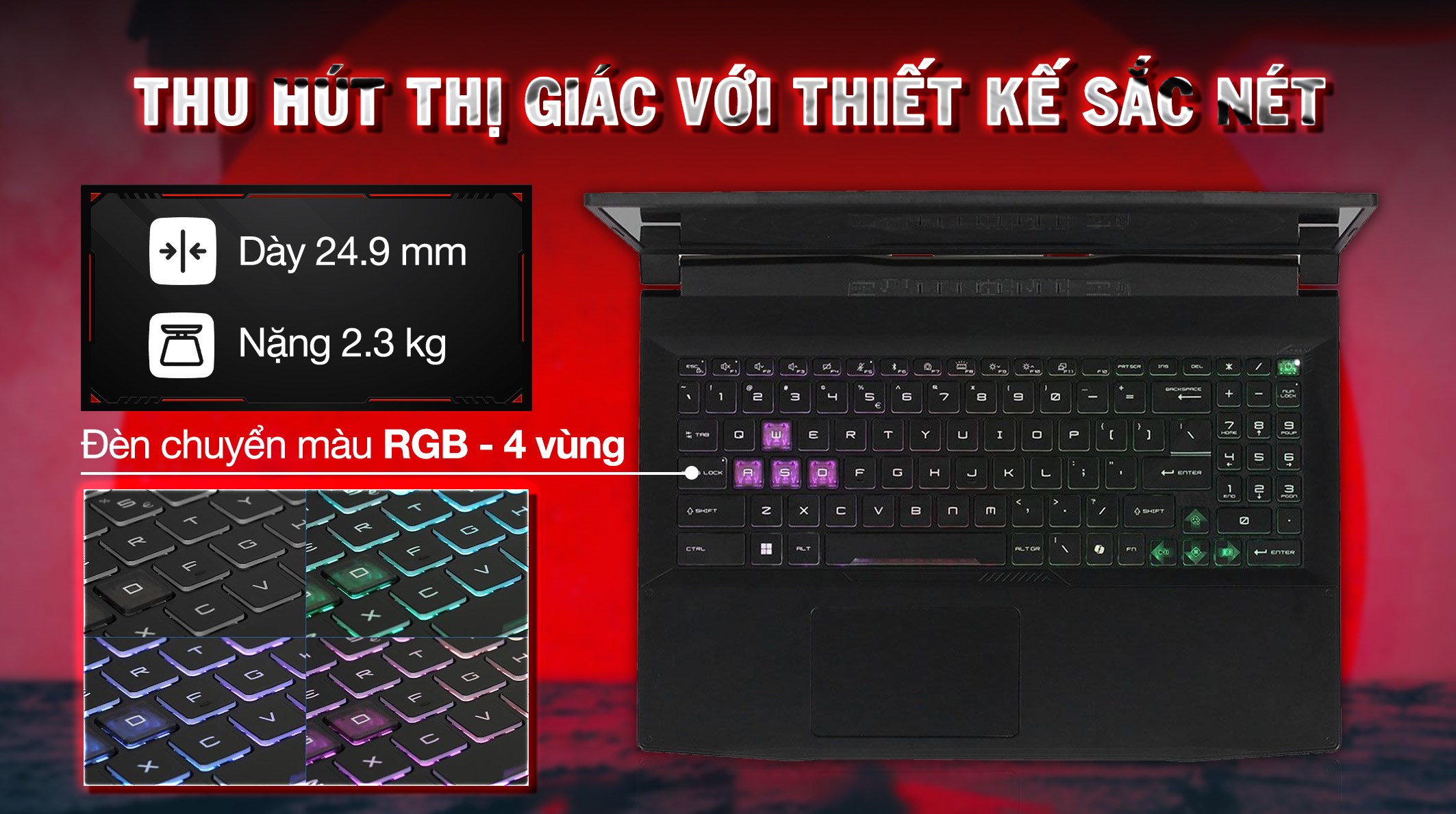Laptop MSI Gaming Katana 15 B13UDXK - 2411VN (i7 13620H, 16GB, 512GB, RTX 3050 6GB, Full HD 144Hz, Win11) - 2