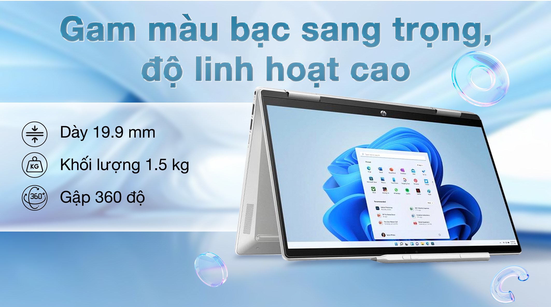 Laptop HP Pavilion X360 14 ek2017TU - 9Z2V5PA (Core 5 120U, 16GB, 512GB, Full HD, Cảm ứng, Win11)