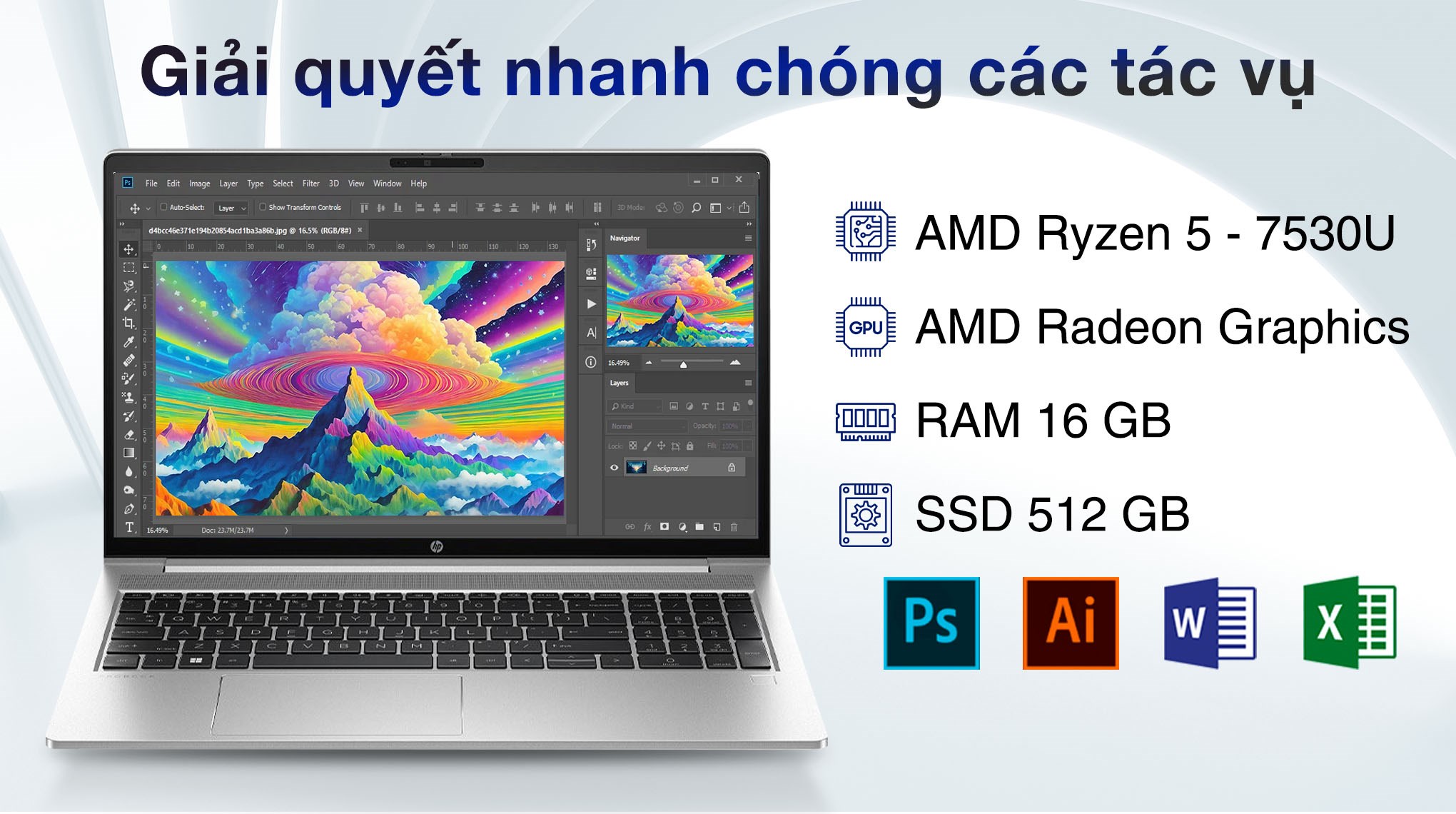 Laptop HP Probook 455 G10 - B8PG7AT (R5 7530U, 16GB, 512GB, Full HD, Win11)