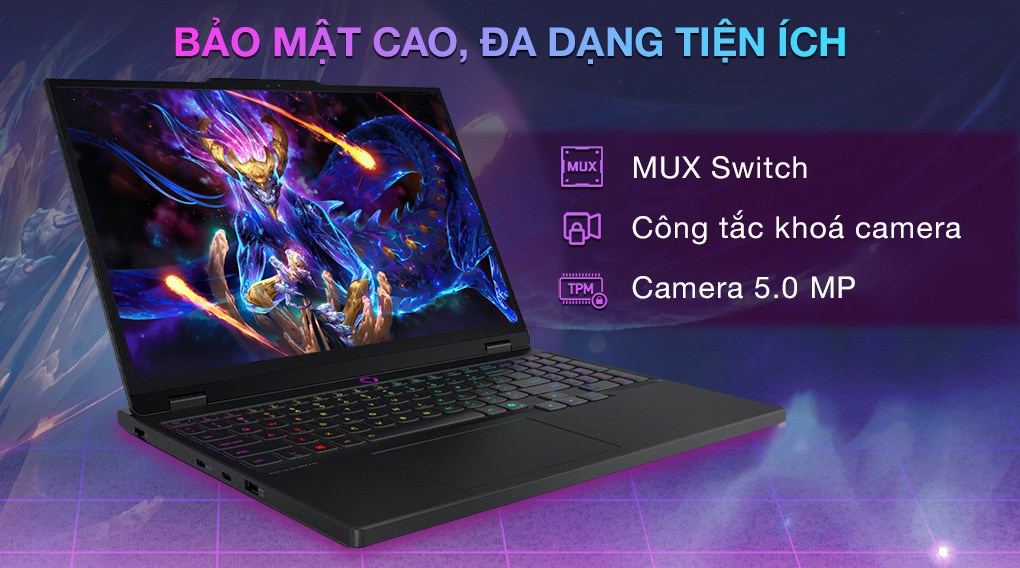 Laptop Lenovo Gaming Legion 5 15IRX10 - 83LY00A6VN (i7 14700HX, 24GB, 512GB, RTX 5050 8GB, WQXGA OLED 165Hz, OfficeH24, Win11)