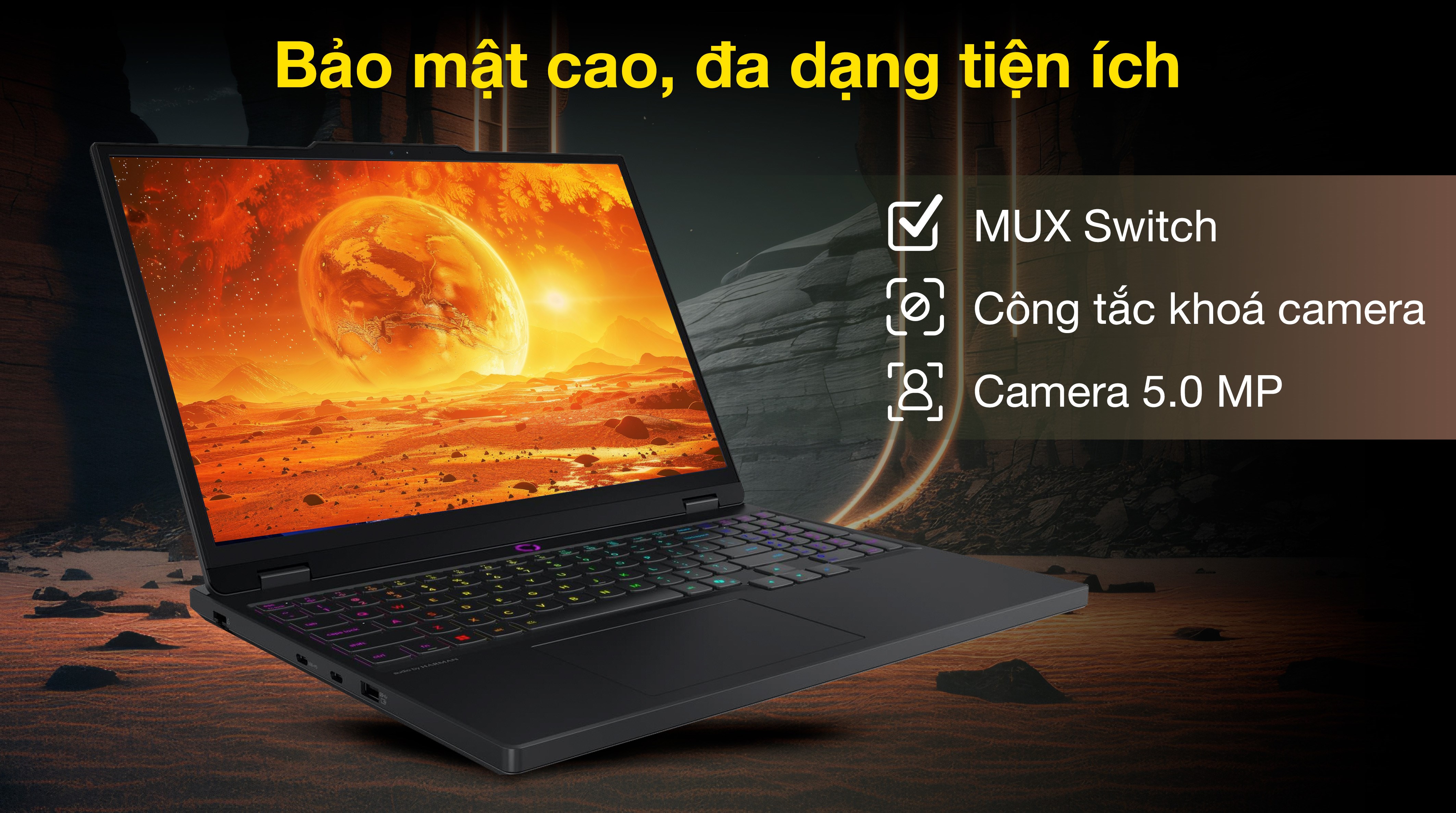 Laptop Lenovo Gaming Legion 5 15IRX10 - 83LY00A7VN (i7 14700HX, 16GB, 512GB, RTX 5050 8GB, WQXGA OLED 165Hz, OfficeH24, Win11)