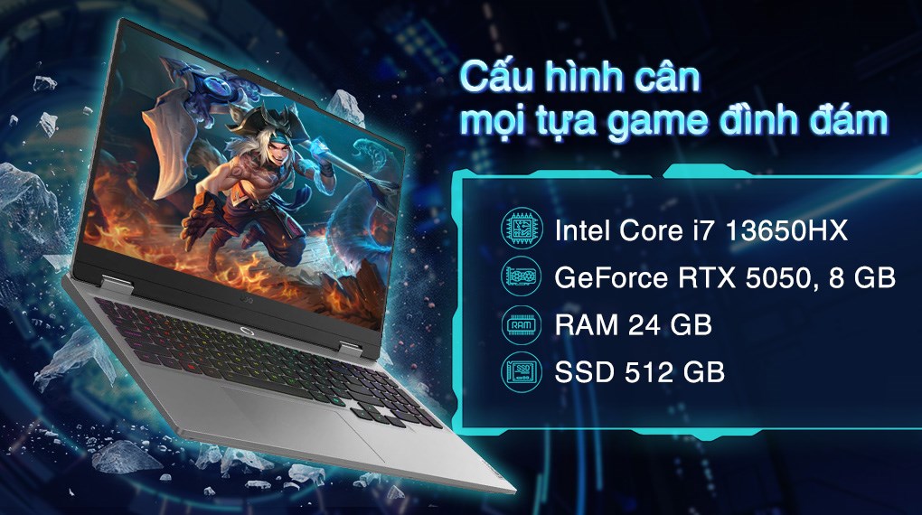 Laptop Lenovo Gaming LOQ 15IRX10 - 83JE006PVN (i7 13650HX, 24GB, 512GB, RTX 5050 8GB, Full HD 144Hz, Win11)