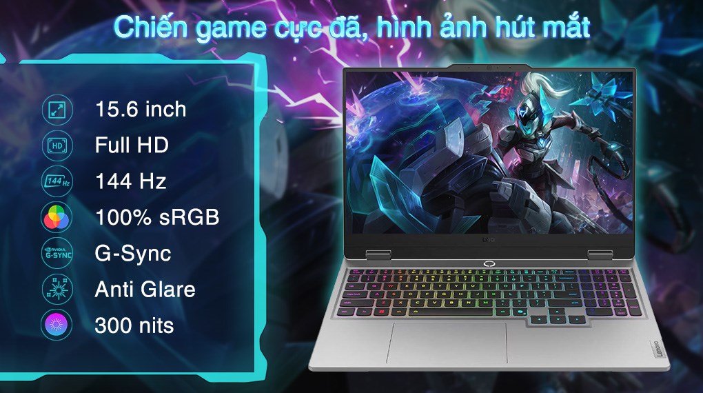 Laptop Lenovo Gaming LOQ 15IRX10 - 83JE006PVN (i7 13650HX, 24GB, 512GB, RTX 5050 8GB, Full HD 144Hz, Win11)