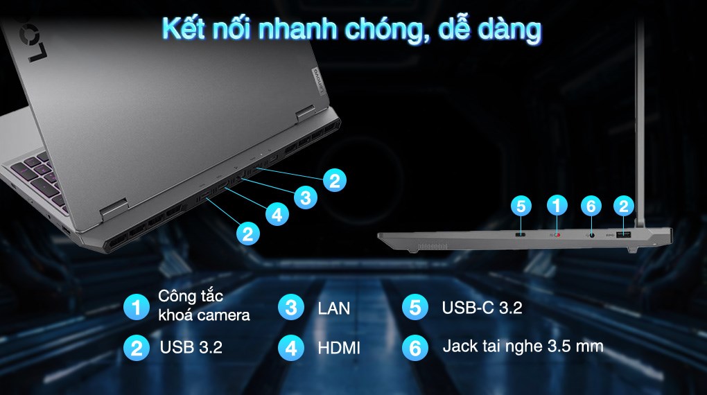 Laptop Lenovo Gaming LOQ 15IRX10 - 83JE006PVN (i7 13650HX, 24GB, 512GB, RTX 5050 8GB, Full HD 144Hz, Win11)