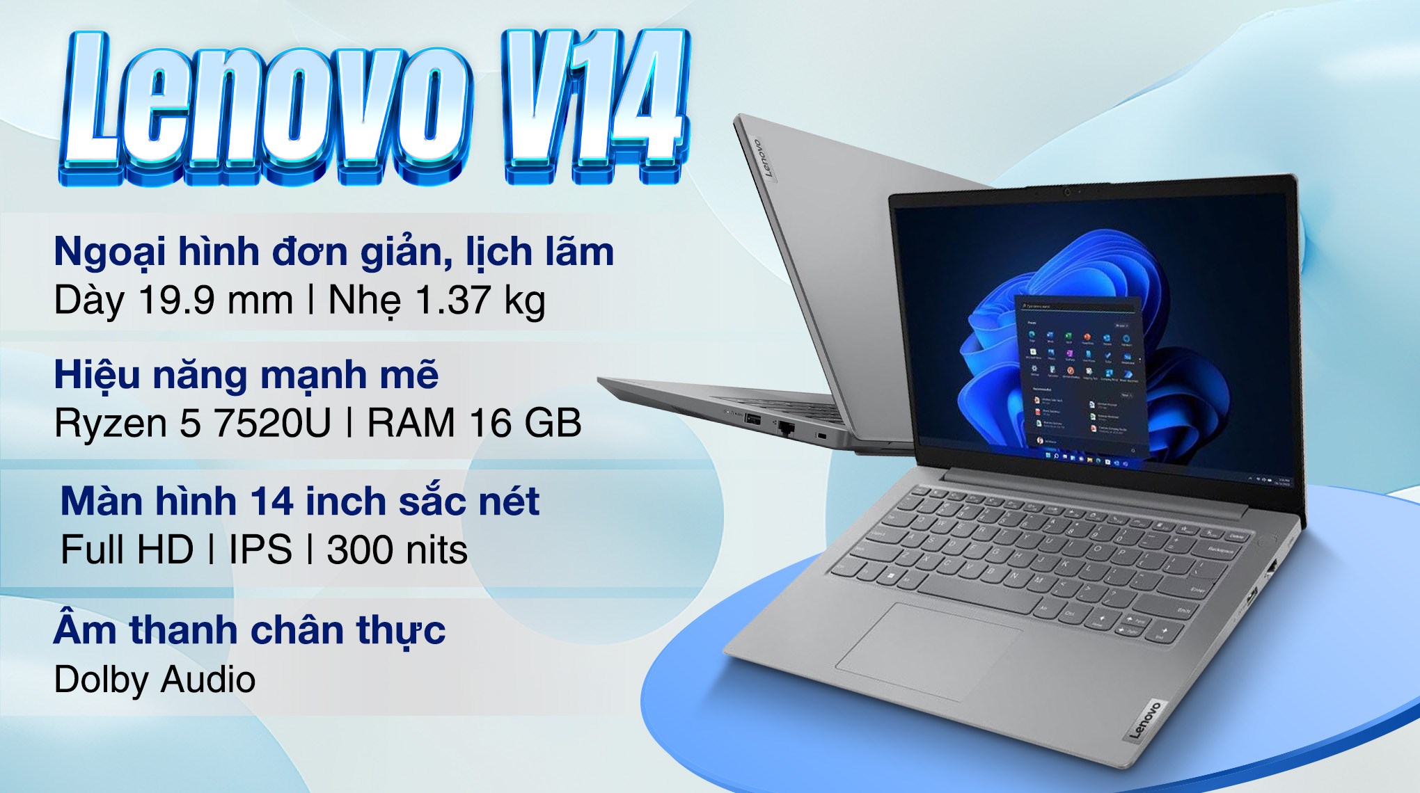 Laptop Lenovo V14 G4 AMN - 82YT00YNVN (R5 7520U, 16GB, 512GB, Full HD, Win11)