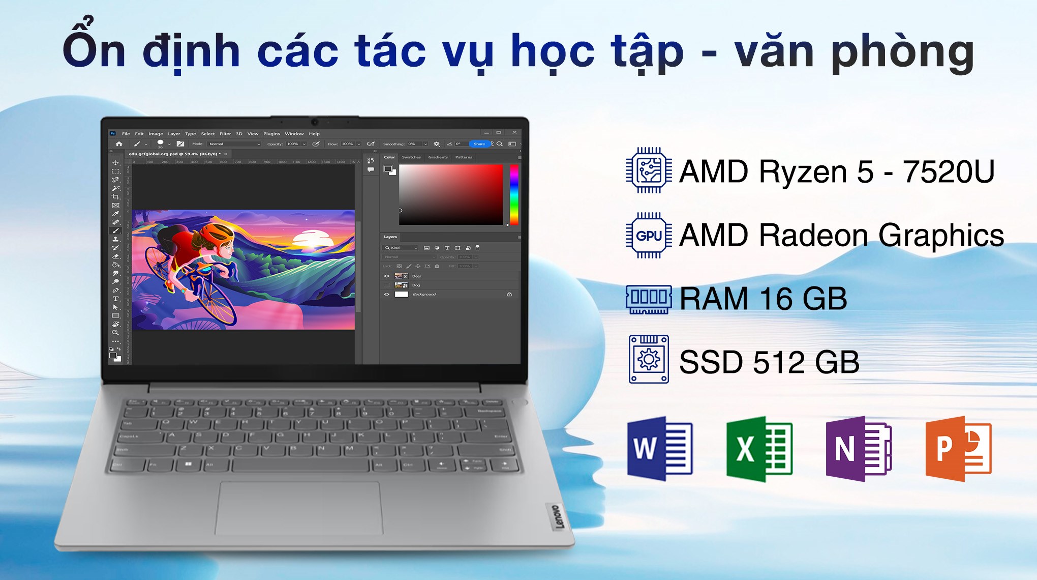 Laptop Lenovo V14 G4 AMN - 82YT00YNVN (R5 7520U, 16GB, 512GB, Full HD, Win11)