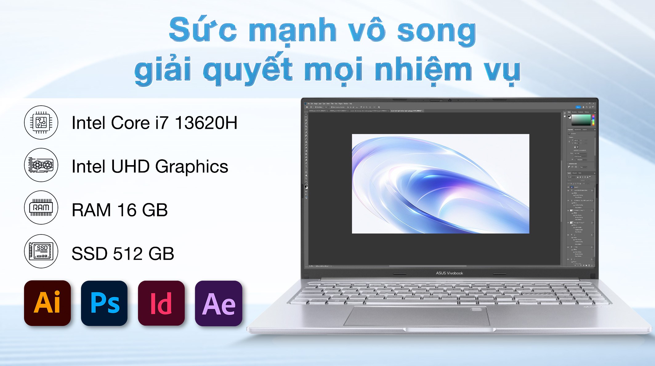 Laptop Asus Vivobook 15 OLED A1505VA - MA570WS (i7 13620H, 16GB, 512GB, 2.8K OLED 120Hz, OfficeH24+365, Win11)