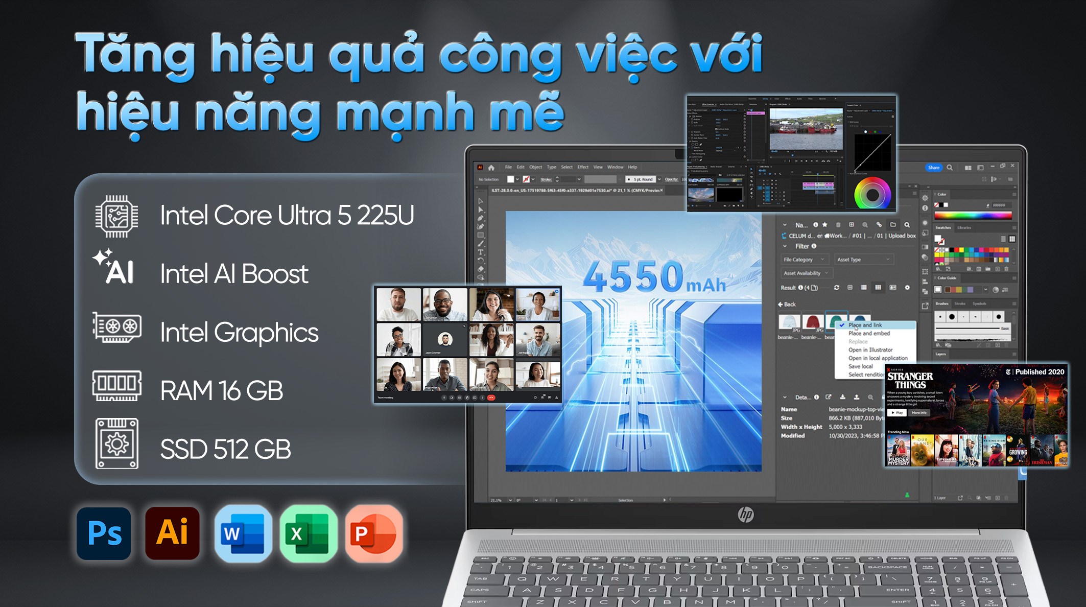 Laptop HP OmniBook 5 AI 16 af1048TU - BZ7Q9PA (Ultra 5 225U, 16GB, 512GB, WUXGA, OfficeH24, Win11)