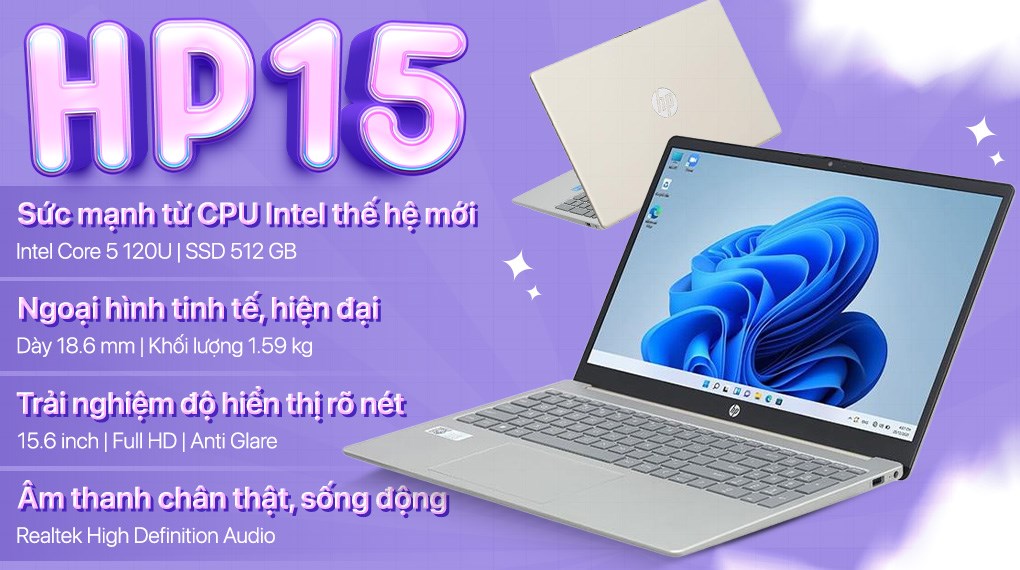 Laptop HP 15 fd0234TU - 9Q969PA-120U (Core 5 120U, 16GB, 512GB, Full HD, Win11)