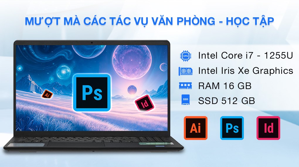 Laptop Dell Inspiron 15 3520 - 71069748 (i7 1255U, 16GB, 512GB, Full HD 120Hz, OfficeH24+365, Win11)