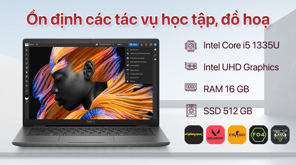 Laptop Dell Latitude 3450 - L3450-1335U-16512WN-FR (i5 1335U, 16GB, 512GB, Full HD, Win11)