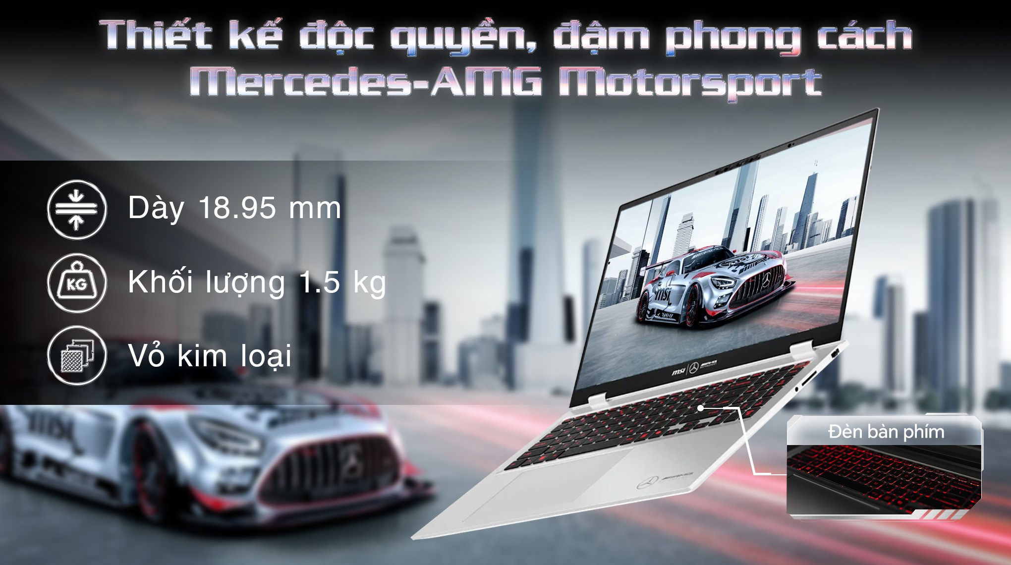 Laptop MSI Prestige 16 AI+ Mercedes AMG B2VMG - 088VN (Ultra 9 288V, 32GB, 2TB, UHD+ OLED, Win 11)