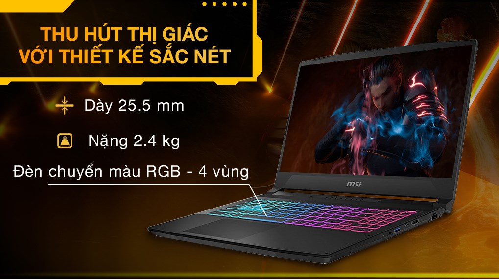 Laptop MSI Gaming Katana 15 HX B14WEK - 286VN (i5 14450HX, 16GB, 512GB, RTX5050 8GB, QHD 165Hz, Win11)