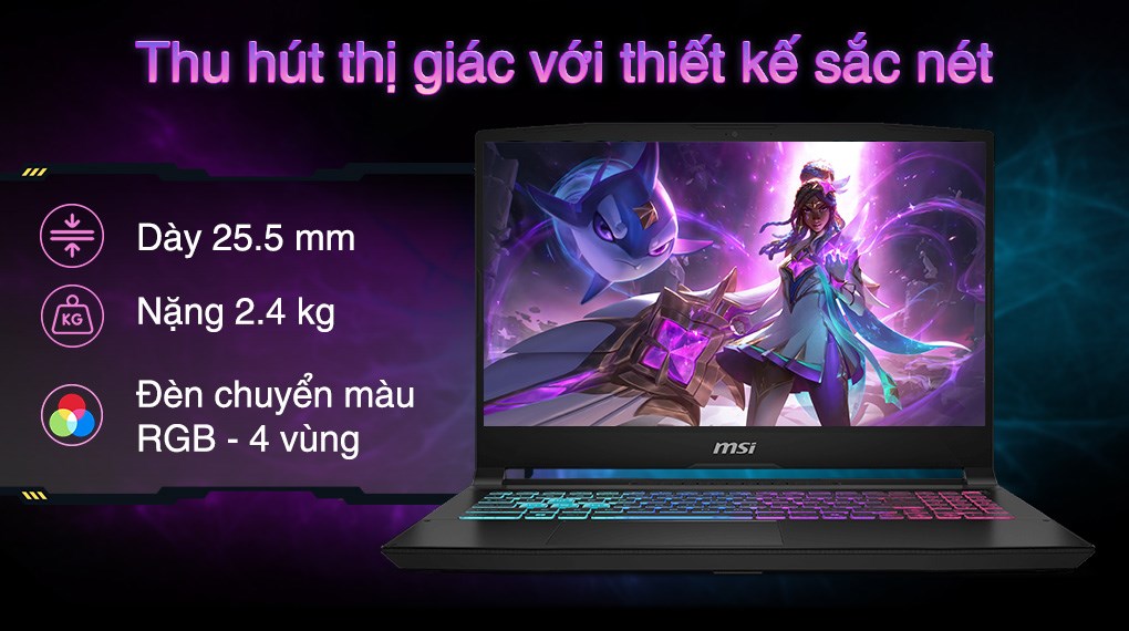 Laptop MSI Gaming Katana 15 HX B14WEK - 027VN (i7 14650HX, 32GB, 512GB, RTX5050 8GB, QHD 165Hz, Win11)