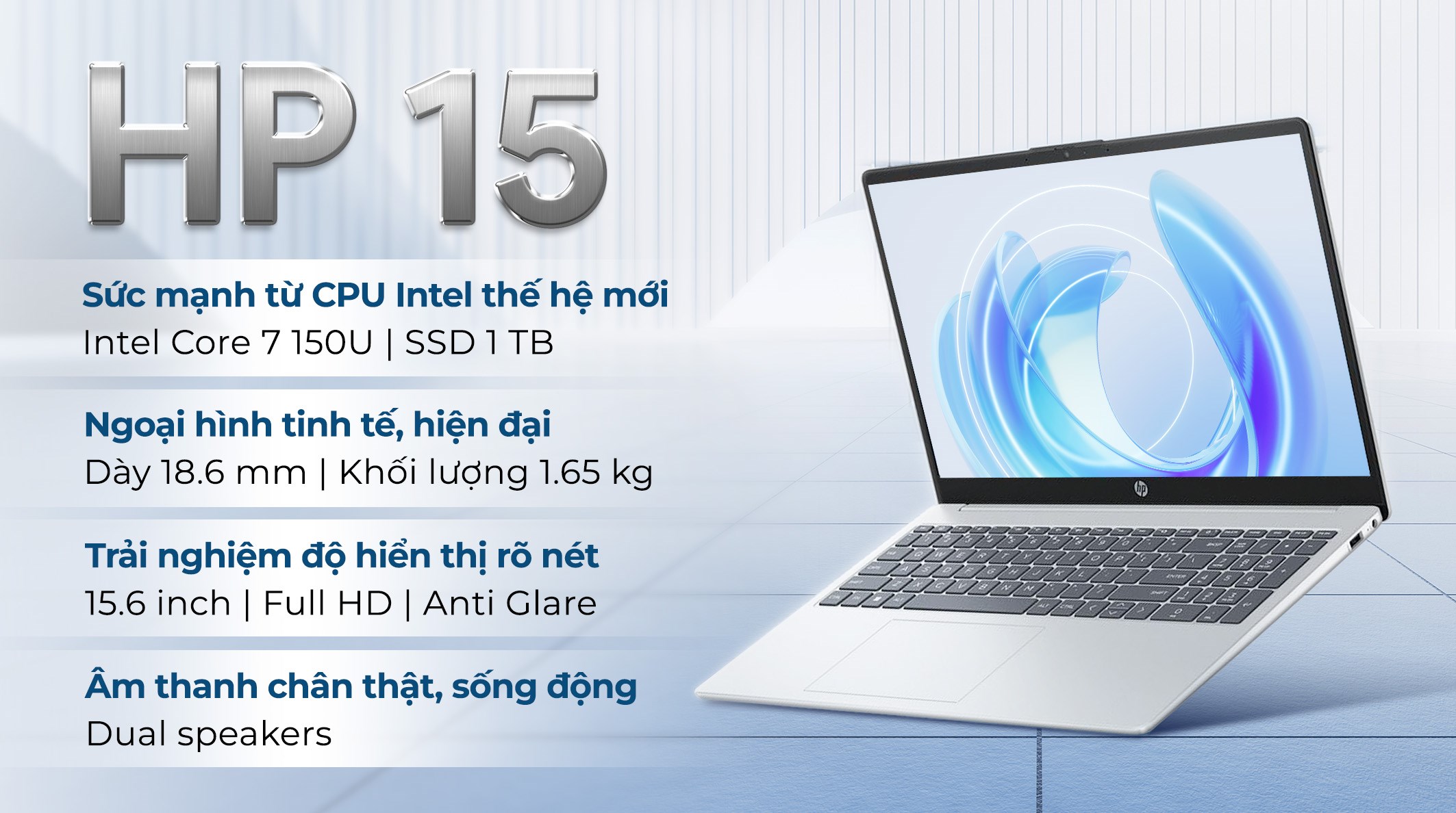 Laptop HP 15 fd1037TU - 9Z2W5PA (Core 7 150U, 16GB, 1TB, Full HD, Win11)
