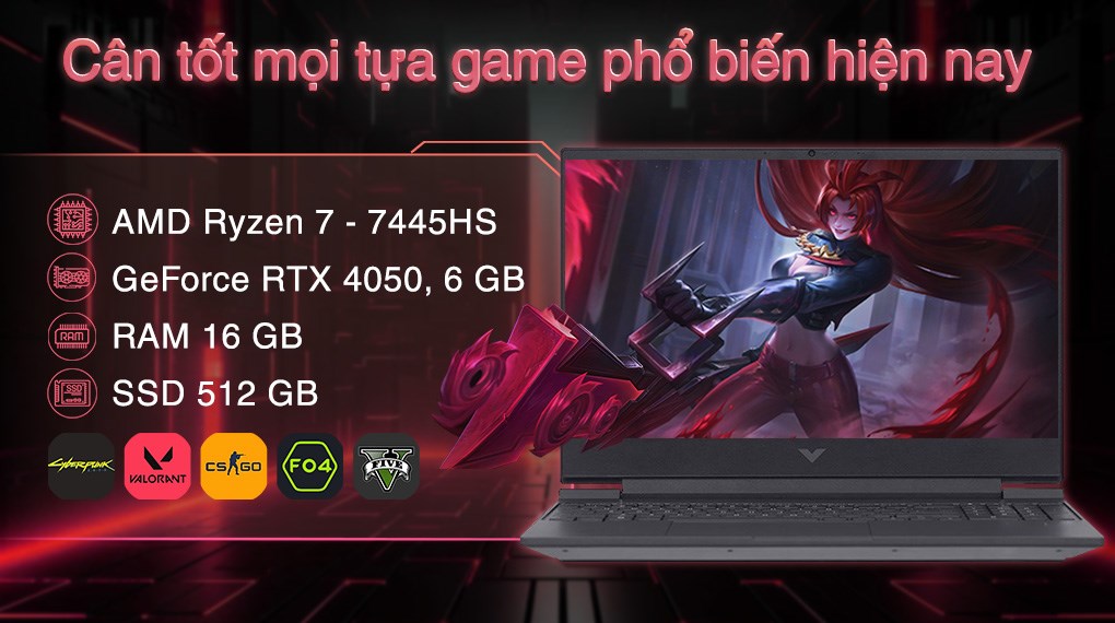 Laptop HP Gaming VICTUS 15 fb3115AX - BX9C9PA (R7 7445HS, 16GB, 512GB, RTX4050 6GB, Full HD 144Hz, Win11)