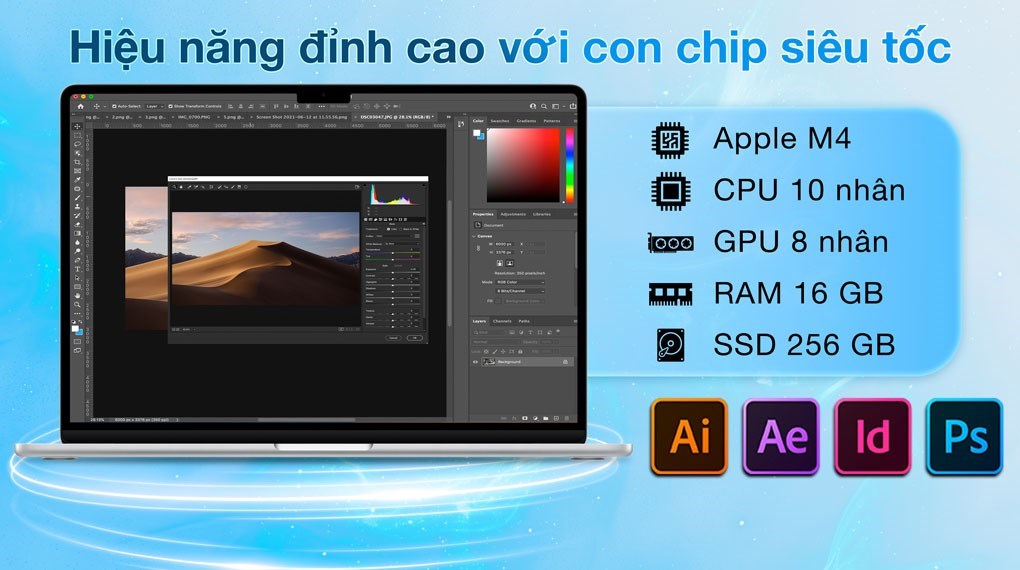 Laptop MacBook Air 13 inch M4 16GB/256GB Sạc 70W