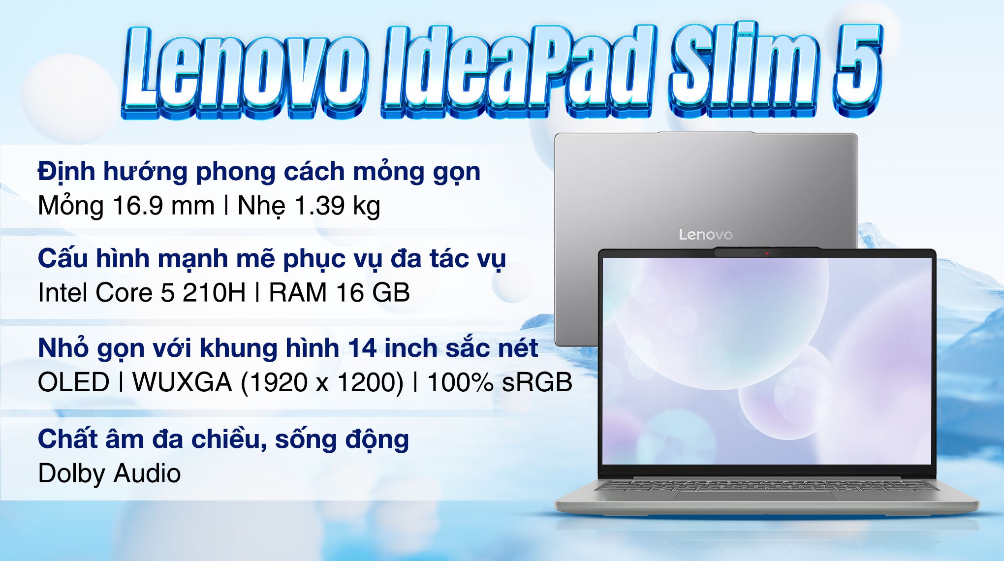 Laptop Lenovo IdeaPad Slim 5 OLED 14IRH10R - 83J0006EVN (Core 5 210H, 16GB, 512GB, WUXGA OLED, Win11)