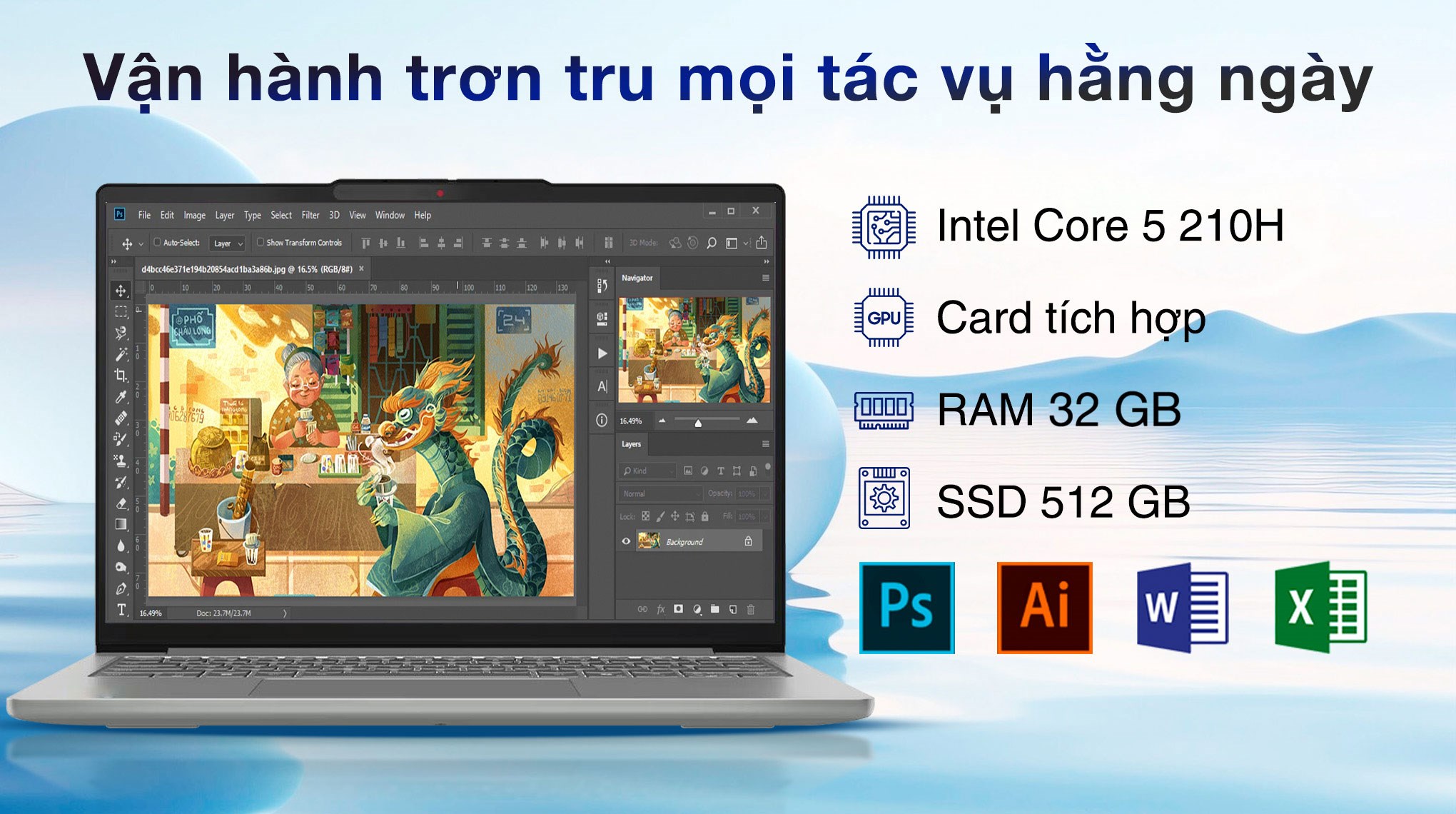 Laptop Lenovo IdeaPad Slim 5 OLED 14IRH10R - 83J0006DVN (Core 5 210H, 32GB, 512GB, WUXGA OLED, OfficeH24+365, Win11)