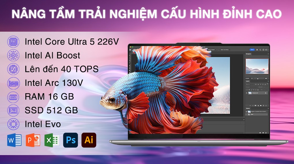 Laptop Lenovo Yoga Slim 7 OLED 14ILL10 - 83JX0086VN (Ultra 5 226V, 16GB, 512GB, 2.8K OLED 120Hz, OfficeH24, Win11)