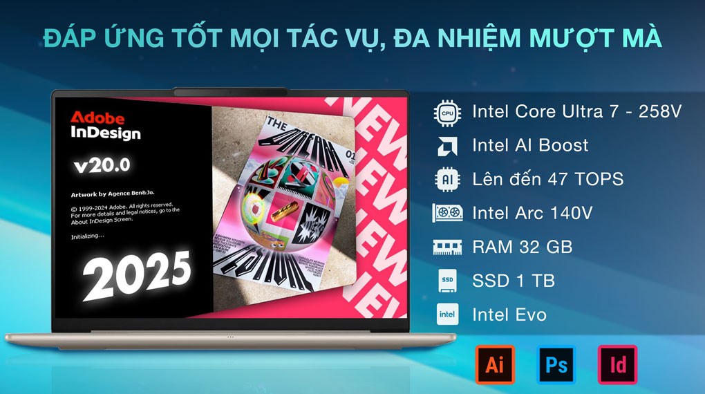 Laptop Lenovo Yoga Slim 7 OLED 14ILL10 - 83JX0081VN (Ultra 7 258V, 32GB, 1TB, 2.8K OLED 120Hz, OfficeH24, Win11)