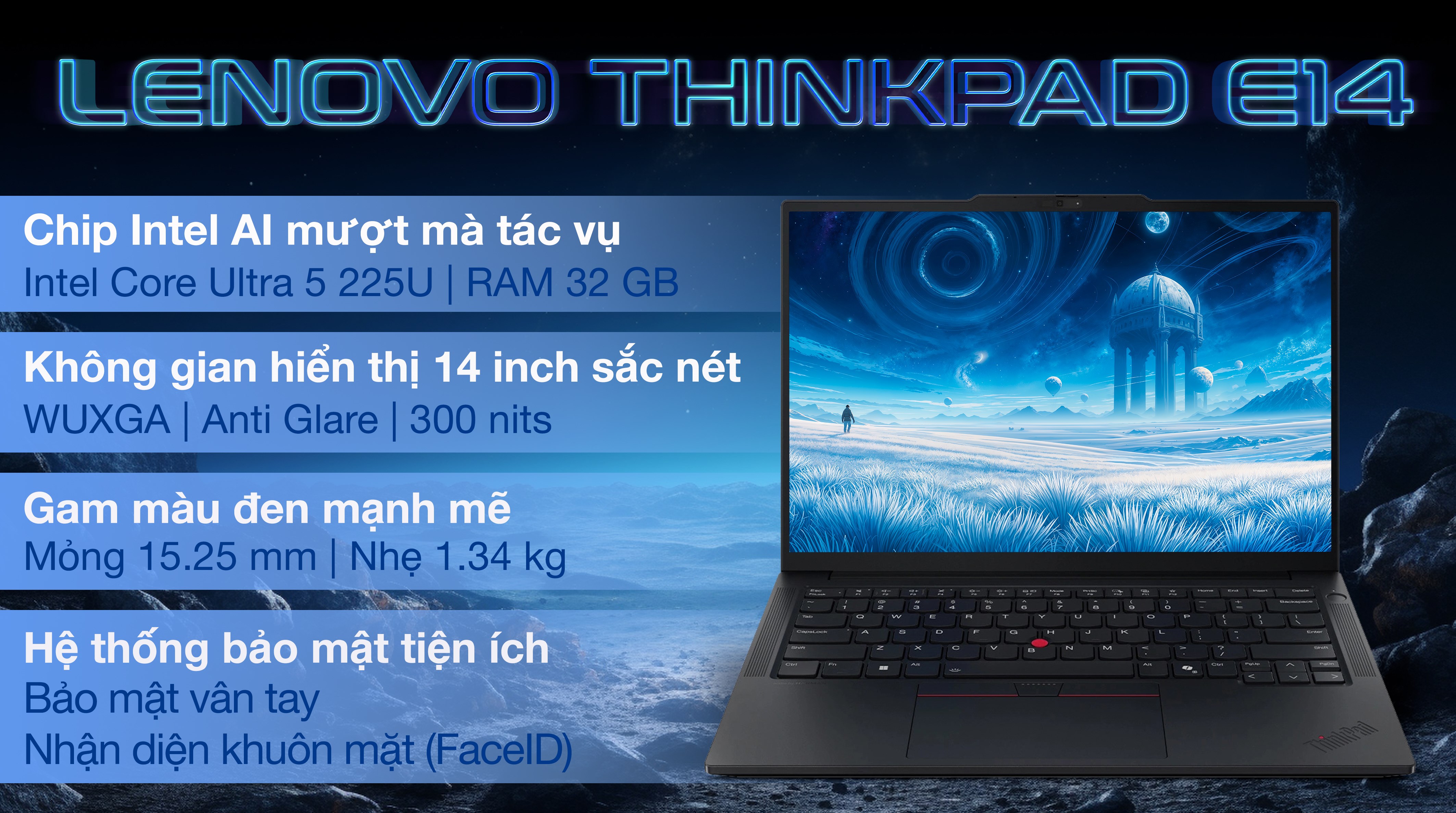 Laptop Lenovo ThinkPad E14 Gen 7 - 21SX005RVN (Ultra 5 225U, 32GB, 512GB, WUXGA, Win11)