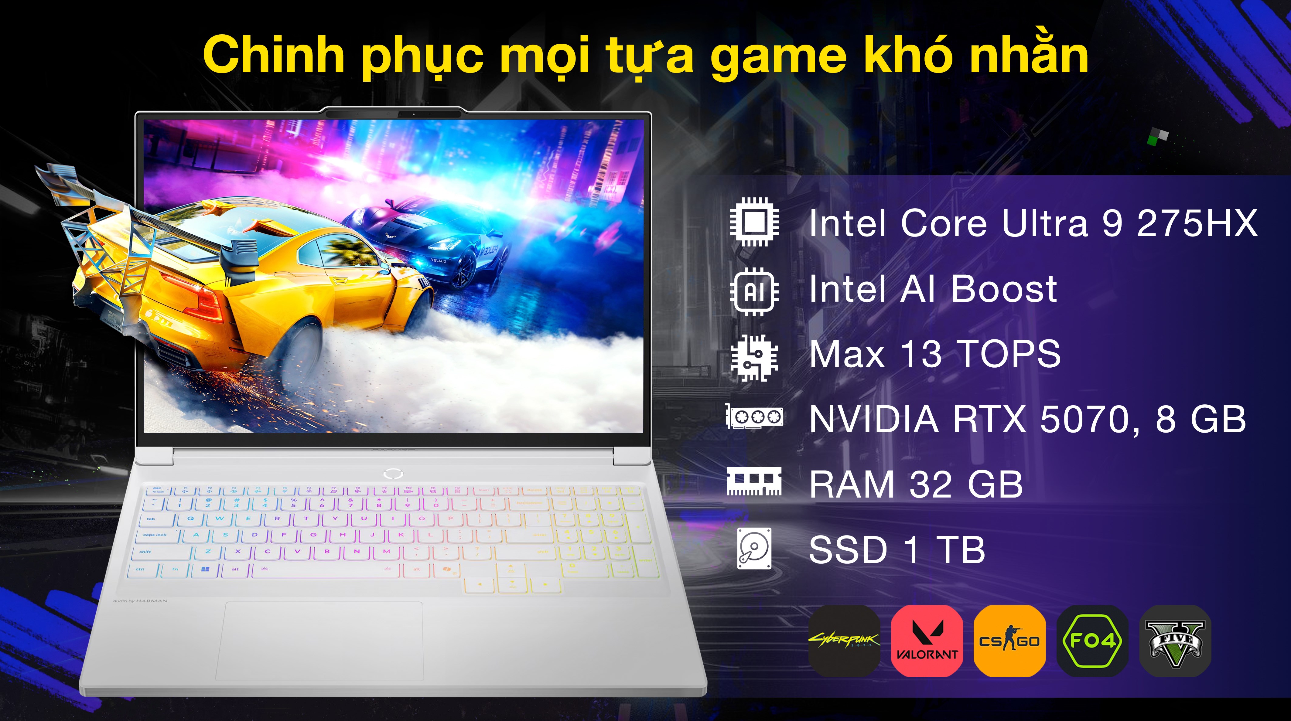 Laptop Lenovo Gaming Legion 7 16IAX10 - 83KY001VVN (Ultra 9 275HX, 32GB, 1TB, RTX 5070 8GB, WQXGA OLED 240Hz, OfficeH24, Win11)