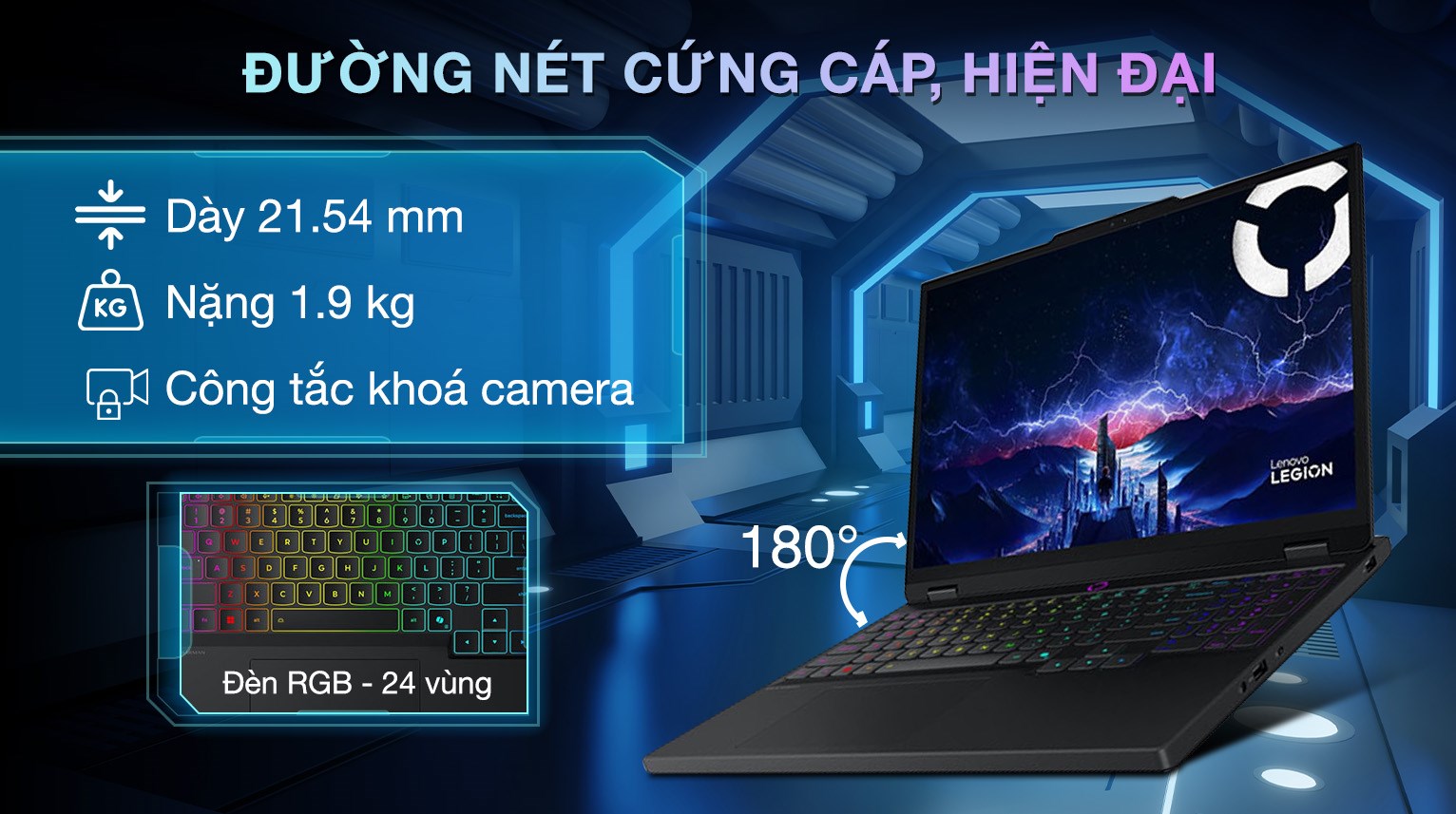 Laptop Lenovo Gaming Legion 5 15IRX10 - 83LY004GVN (i7 14700HX, 24GB, 1TB, RTX 5070 8GB, WQXGA OLED 165Hz, OfficeH24, Win11)