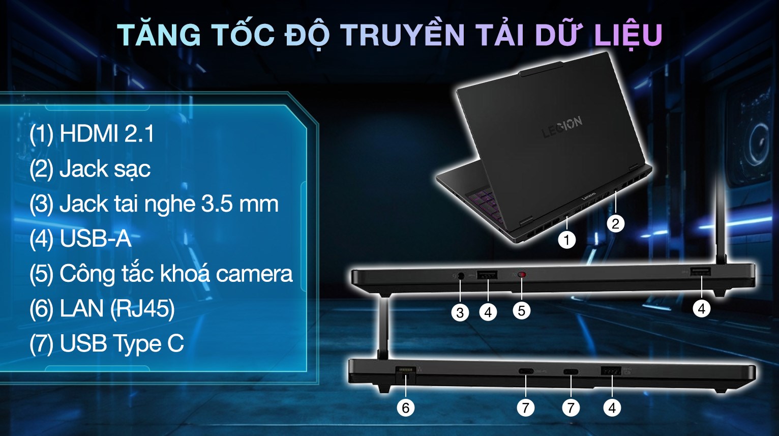 Laptop Lenovo Gaming Legion 5 15IRX10 - 83LY004GVN (i7 14700HX, 24GB, 1TB, RTX 5070 8GB, WQXGA OLED 165Hz, OfficeH24, Win11)