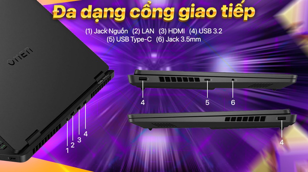 Laptop HP Gaming OMEN 16 am0176TX - BX9D3PA (Ultra 7 255H, 16GB, 512GB, RTX 5060 8GB, WUXGA 165Hz, Win11)