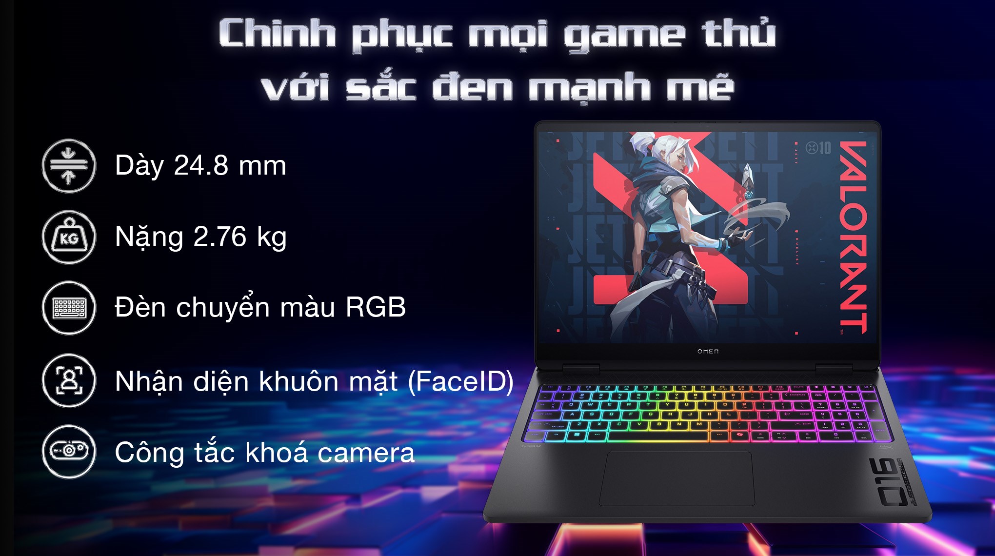 Laptop HP Gaming OMEN Max 16 ah0212TX - C1WR1PA (Ultra 9 275HX, 64GB, 2TB, RTX 5090 24GB, WQXGA OLED 240Hz, OfficeH24, Win11)