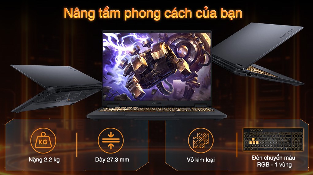 Laptop Asus TUF Gaming FX608JH - RV039W (i5 13450HX, 16GB, 1TB, RTX 5050 8GB, WUXGA 165Hz, Win11)