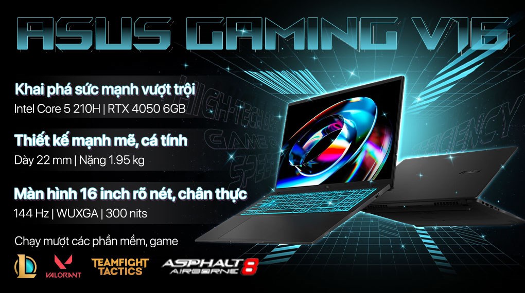 Laptop Asus Gaming V16 V3607VU - RP343W (Core 5 210H, 16GB, 512GB, RTX 4050 6GB, WUXGA 144Hz, Win11)