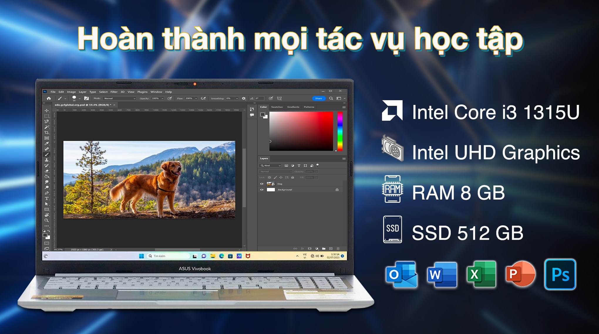 Laptop Asus Vivobook 15 X1504VA - BQ3394W (i3 1315U, 8GB, 512GB, Full HD, Win11)