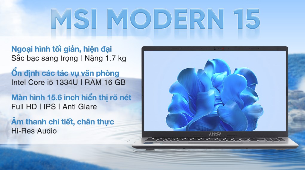 Laptop MSI Modern 15 F13MG - 667VN_16GB (i5 1334U, 16GB, 512GB, Full HD, Win11)