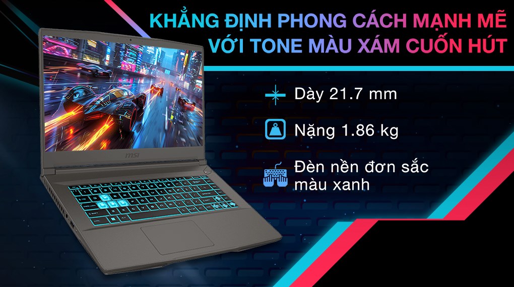Laptop MSI Gaming Thin 15 B13UC - 3247VN_16GB (i5 13420H, 16GB, 512GB, RTX 3050 4GB, Full HD 144Hz, Win11)