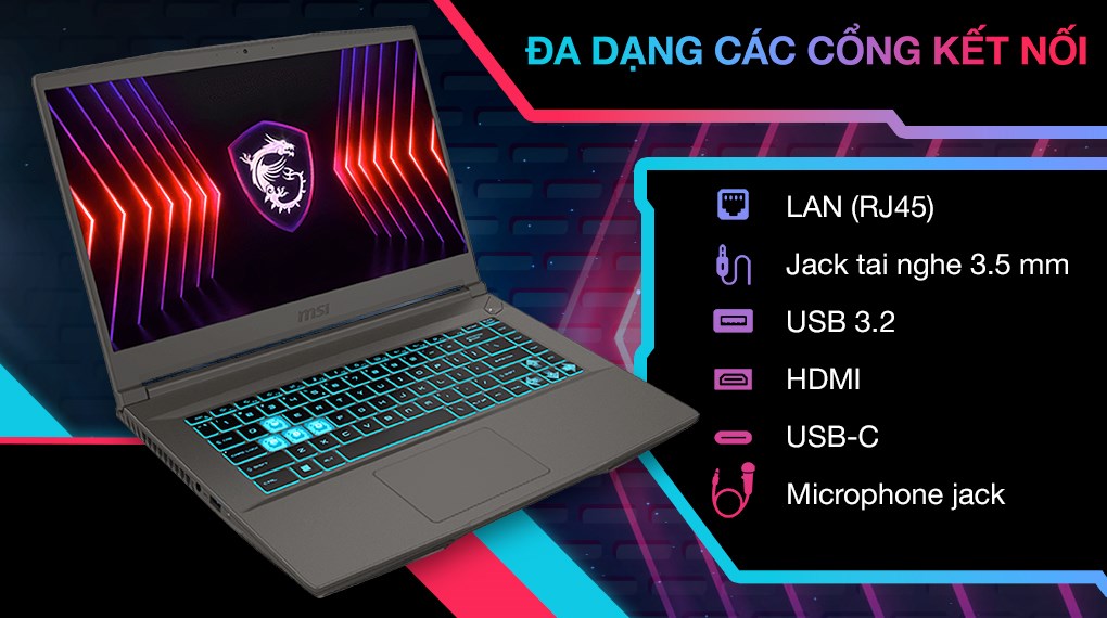 Laptop MSI Gaming Thin 15 B13UC - 3247VN_16GB (i5 13420H, 16GB, 512GB, RTX 3050 4GB, Full HD 144Hz, Win11)