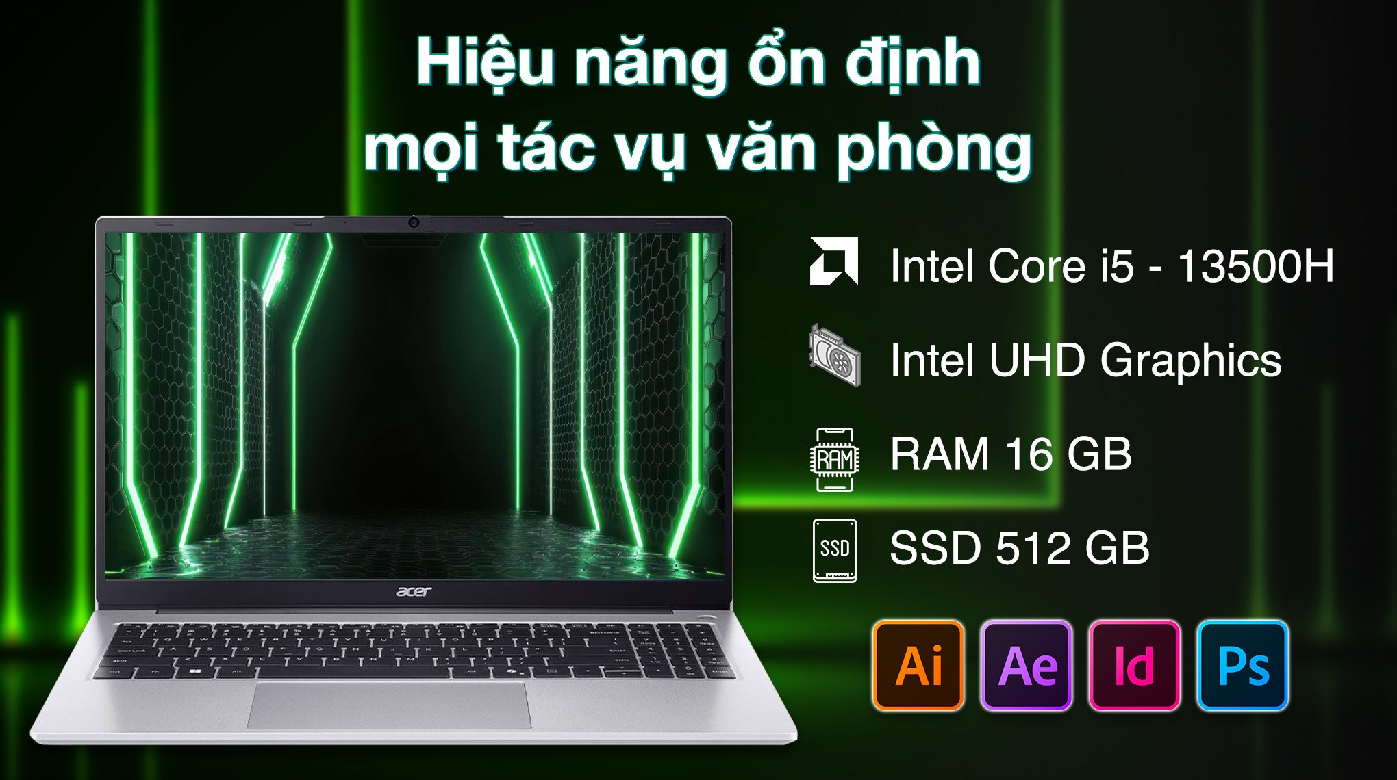 Laptop Acer Aspire Lite 15 AL15 72P 581V - NX.D4CSV.001 (i5 13500H, 16GB, 512GB, Full HD, Win11)