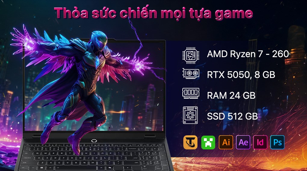 Laptop Lenovo Gaming Legion 5 15AHP10 - 83M0002XVN (R7 260, 24GB, 512GB, RTX 5050 8GB, WQXGA OLED 165Hz,OfficeH24, Win11)