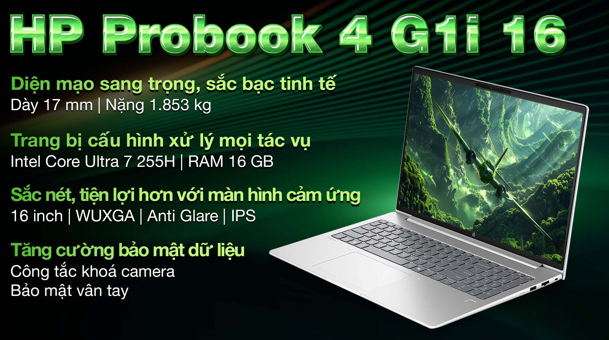 Laptop HP Probook 4 G1i 16 - BQ5E6PT (Ultra 7 255H, 16GB, 512GB, WUXGA, Cảm ứng, Win11)