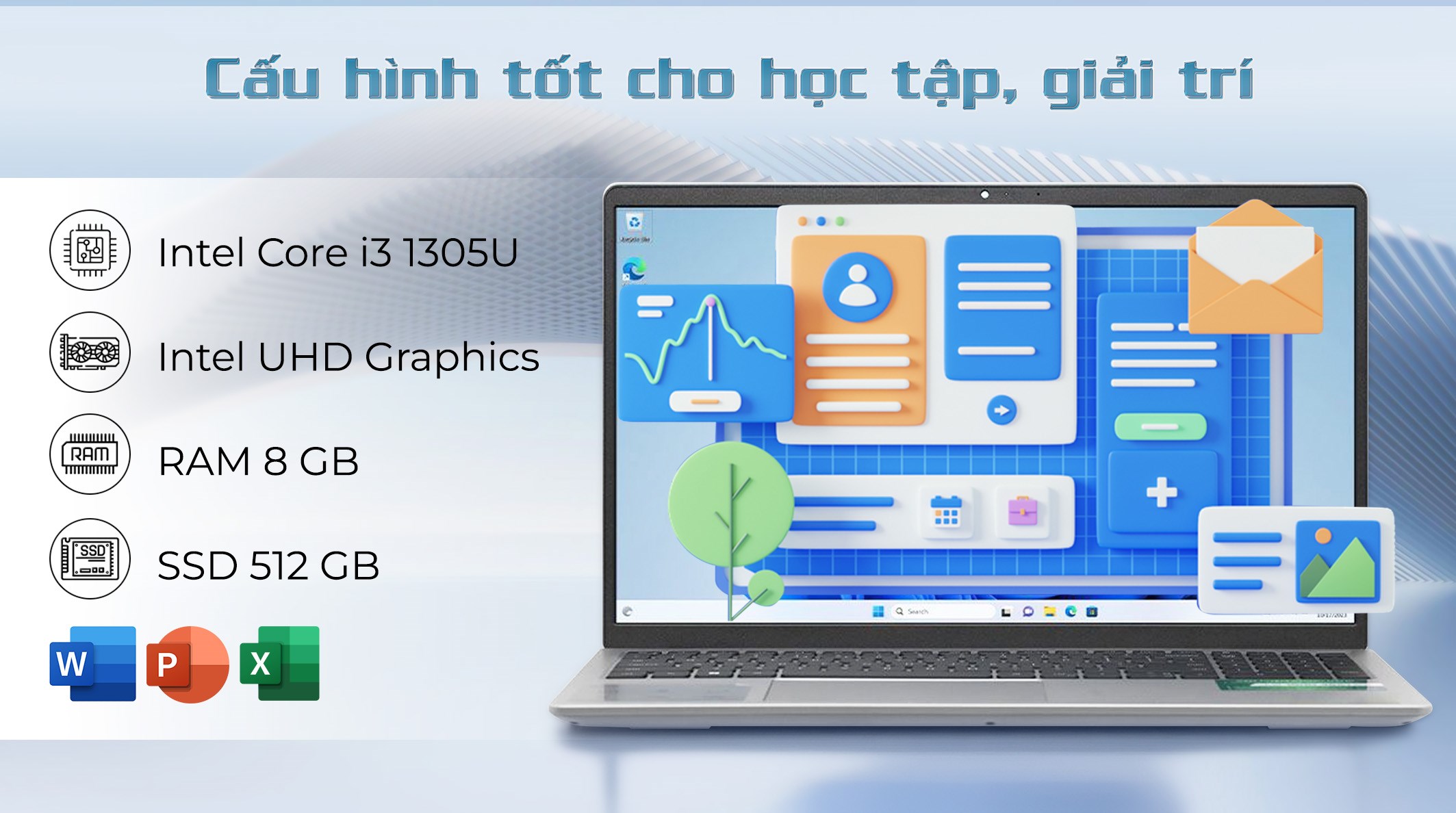 Laptop Dell Inspiron 15 3530 - N3530-i3U085W11SLU (i3 1305U, 8GB, 512GB, Full HD 120Hz, OfficeH24+365, Win11)