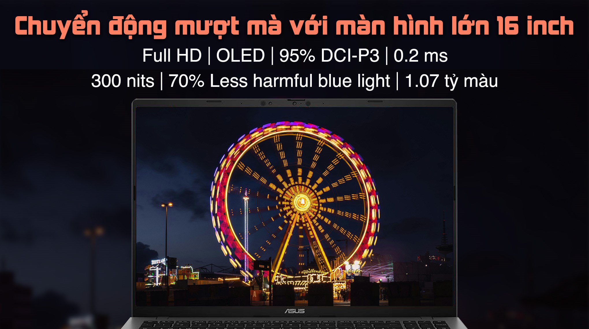 Laptop Asus Vivobook S16 S3607CA - SH082WS (Ultra 5 225H, 16GB, 512GB, Full HD OLED, OfficeH24+365, Win11)