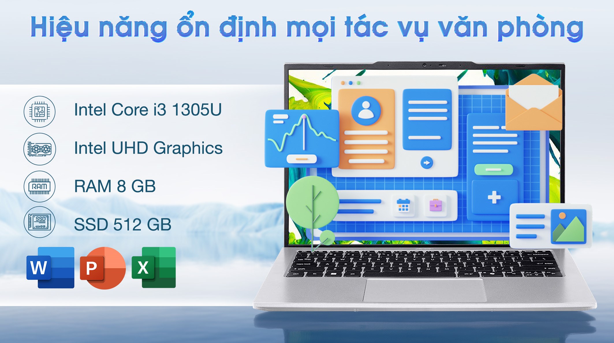 Laptop Acer Aspire Lite 14 AL14 52P 309T - NX.D7ESV.001 (i3 1305U, 8GB, 512GB, Full HD+, Win11)