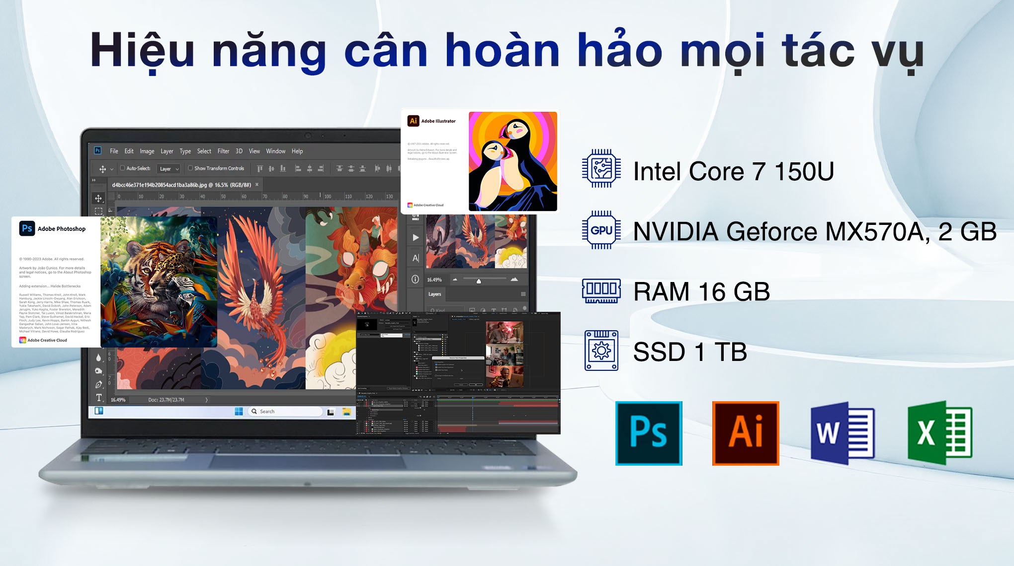 Laptop Dell Inspiron 14 5440 - 71059084 (Core 7 150U, 16GB, 1TB, MX570A 2GB, 2.2K, OfficeH24+365B, Win11)