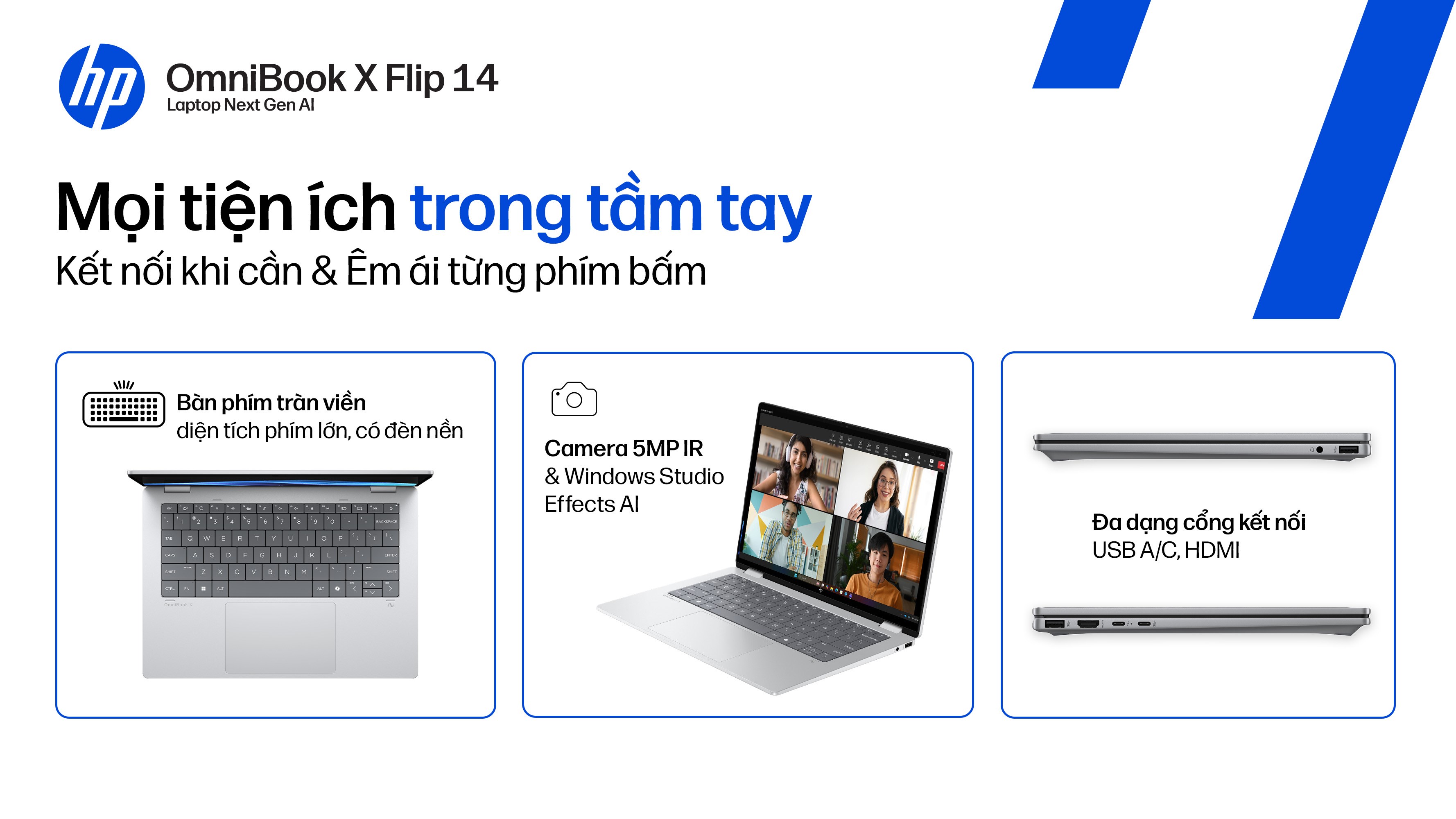 Laptop HP OmniBook X Flip 14 fk0092AU - BZ7P5PA (R5 AI 340, 16GB, 512GB, WUXGA, Cảm ứng, OfficeH24, Win11)