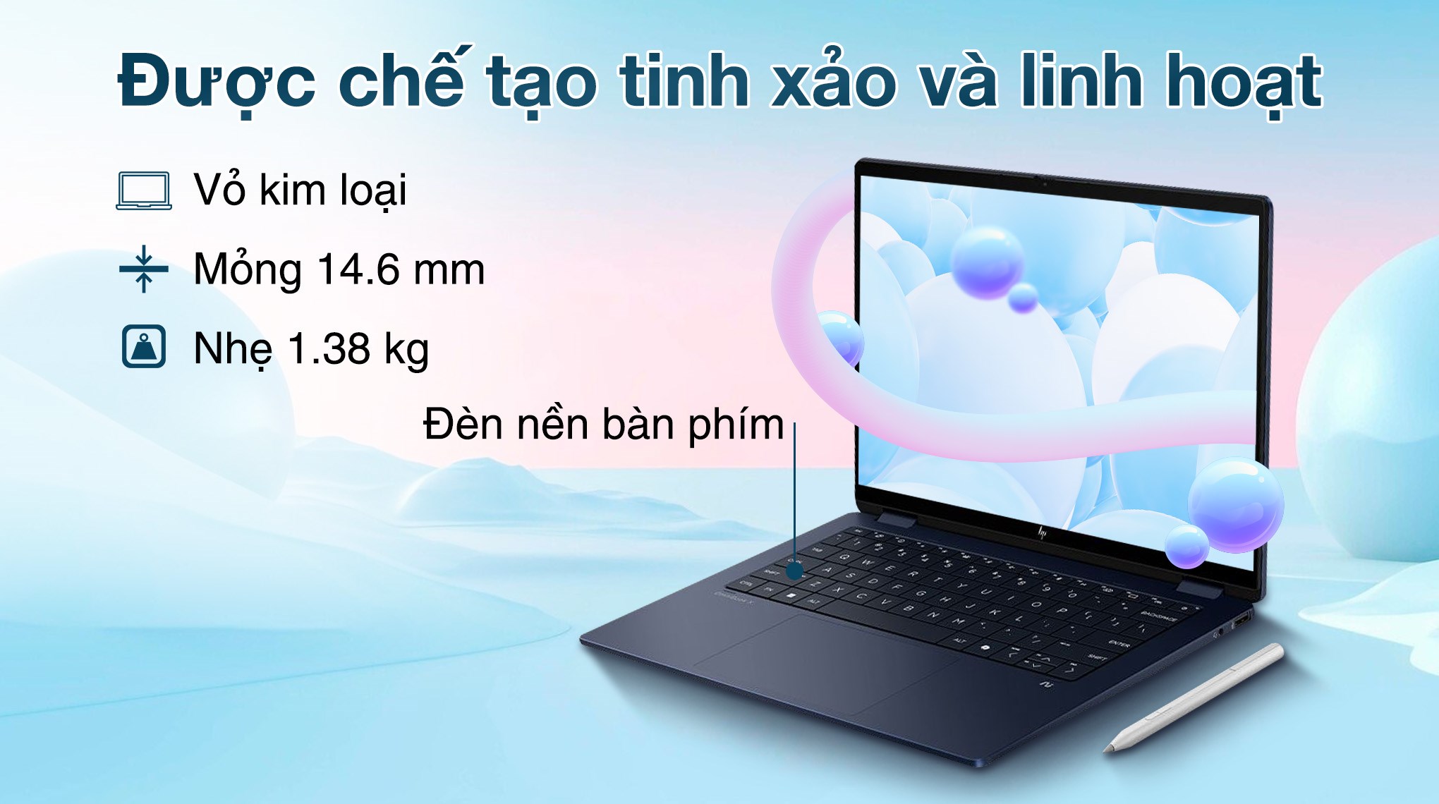 Laptop HP OmniBook X Flip 14 fm0076TU - BZ7P6PA (Ultra 7 258V, 32GB, 512GB, WUXGA, Cảm ứng, OfficeH24, Win11)