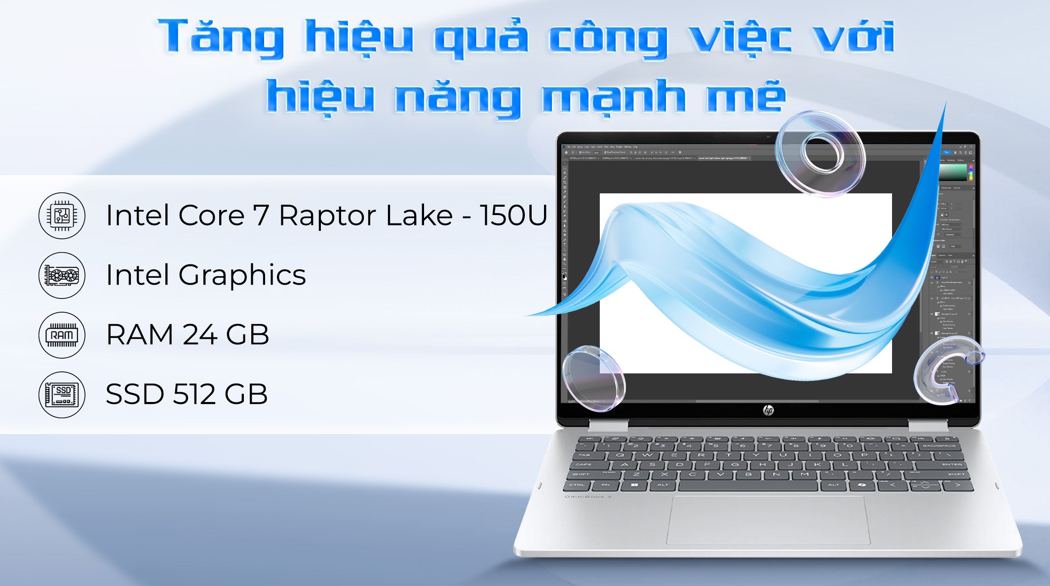 Laptop HP OmniBook 5 Flip 14 fp0055TU - BZ7Q4PA (Core 7 150U, 24GB, 512GB, WUXGA, Cảm ứng, OfficeH24, Win11)