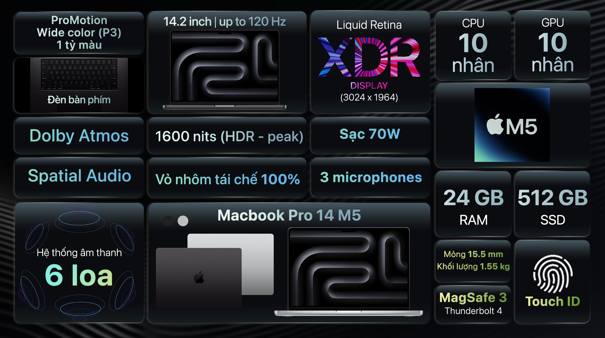 Laptop MacBook Pro 14 inch M5 24GB/512GB